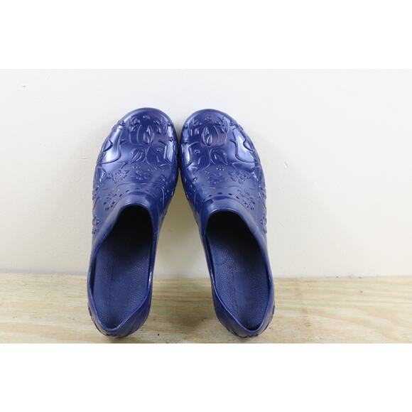 Dansko Clogs 40 Womens Blue Rubber Pixie Floral Molded Slip On Shoes - Picture 4 of 13
